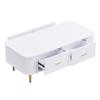 Center Table Coffee Golden Handles with Two Drawers Large Storage Space Curved Sofa Corners Wavy Side Storing MDF Rectangle Shape Tea Home Furniture