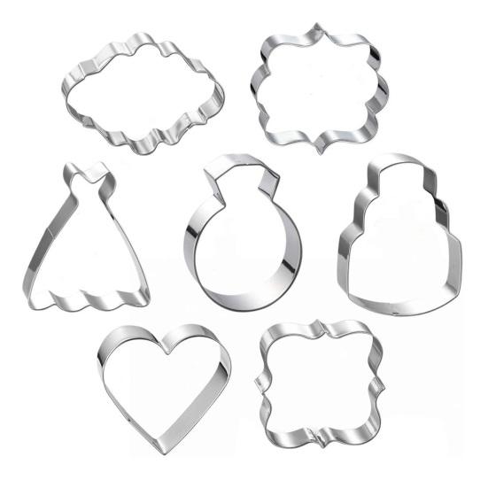 

7Pcs/Set Wedding Beautiful Cookie Cutters DIY 430 Stainless Steel Fondant Cake Biscuit Molds
