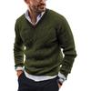 Men's V-Neck Cable Knit Sweater with Ribbed Trim, Casual Pullover in Multiple Colors