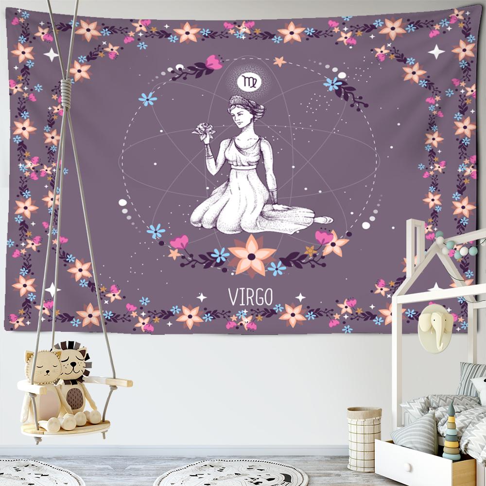 Twelve Constellation Cartoon Tapestry Wall Hanging Hippie Tapiz Witchcraft Psychedelic Kawaii Children's Room Art Home Decor