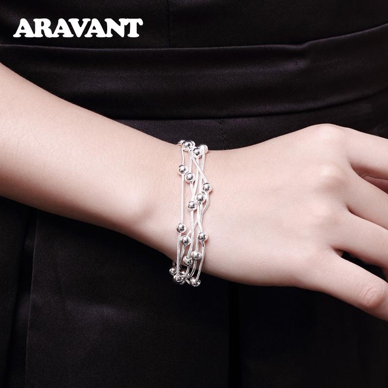 925 Silber Mehrschichtige Perlenkette Armband Set Für Frauen Hochzeit Modeschmuck