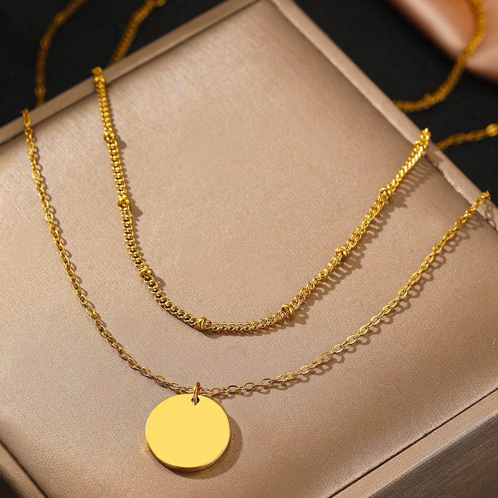 Stainless Steel Necklaces Simple Bead Chain Overlapping Tape Clavicle Chain Ornate Necklace For Women Zircon Goddess Gifts New