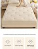 Washed Cotton Quilted Fitted Sheet - Solid Color, Full Wrap, Protective Cover for Home & Dormitory
