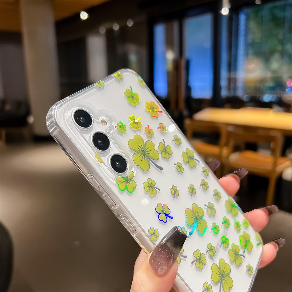 Suitable for Samsung S24 Ultra Mobile Phone Case S23 Laser Flower A55/A15 Electroplated Imd Double Sided Coating Cover