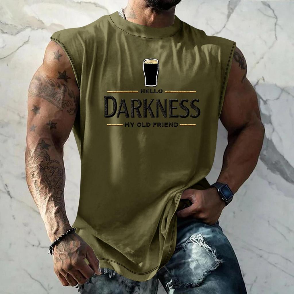 Men Sleeveless Tank Top Muscle Shirt with Beer Graphic Print Casual Summer Vest Lightweight Cotton Blend Comfortable Fit