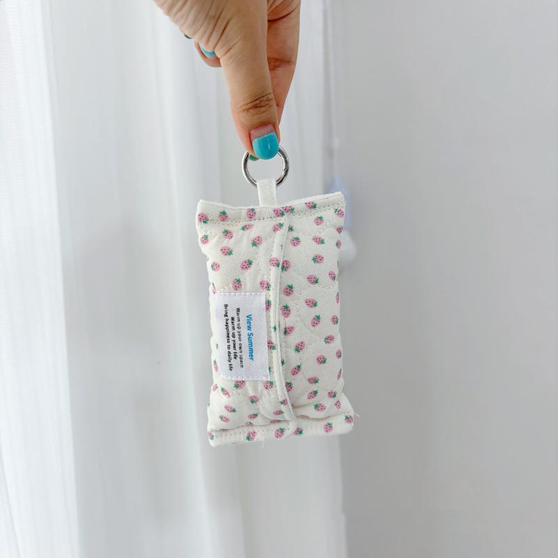 Korean Cute Polka Dot Handmade Lace Mini Tissue Bag High Appearance Portable For Out Storage Hanging Bag