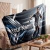 Cristiano Ronaldo Personalized Fleece Blanket With Football Logo, Custom Name Text Soft Warm Home Throw Blanket
