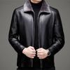 Haining casual fur integrated men's middle-aged and elderly leather jacket with fleece and thickened sheepskin jacket for winter