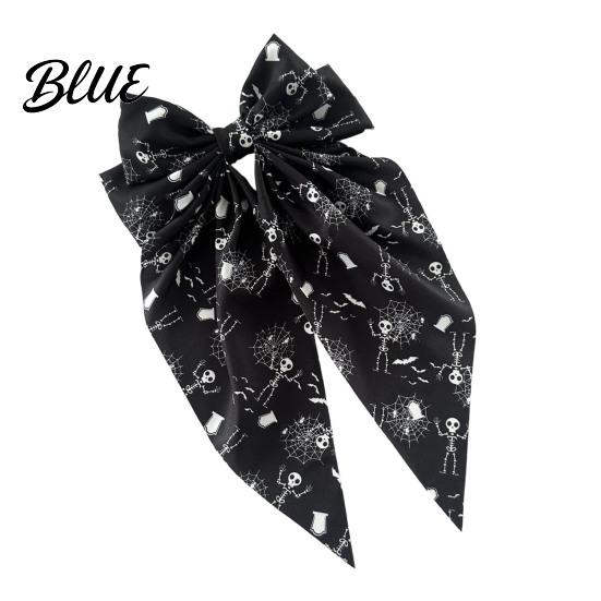 Bow Hairpin for Halloween Spring Hair Clips Women Pumpkin Skeleton Ghost Hand Printed Sweet Spooky Fabric Barrettes Cute Horror Accessories Holiday