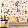 6 Sheets 85 Pcs Thanksgiving Gnome Wall Decals Fall Autumn Harvest Wall Decals Gnome Pumpkin Sunflower Maple Leaves Window Clings for Home Living