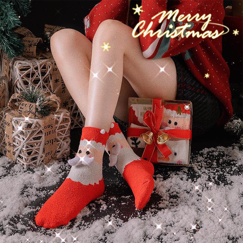 Women's Warm Coral Fleece Zodiac Socks: Christmas Gift, New Year, Wedding, Red Mid-Calf Home Floor Socks