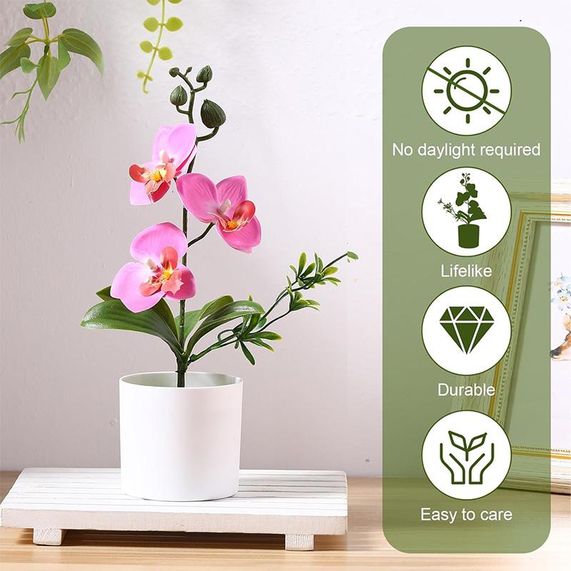 27cm Butterfly Orchid Bonsai Artificial Simulation Flower Plant Dining Table Home Room Office Vase Accessory Wedding Decoration
