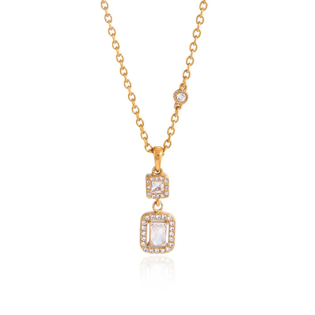 Cubic Zirconia Titanium Steel Clavicle Necklace For Women Light Luxury Niche Premium Jewelry Stainless Steel Fashion Cross Border Accessories
