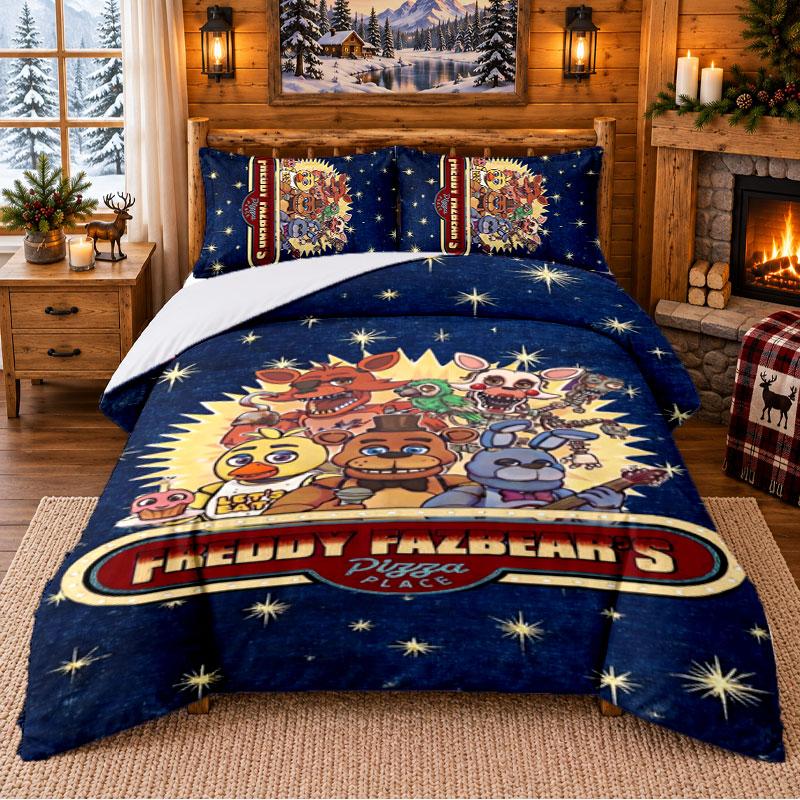 Five Nights at Freddy’s Pattern Bedding 3Pcs Set Bed Sheet And Pillowcases For Indoor Bedroom