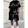Hot Selling Men's Breathable Casual Short Sleeved Shorts Set 3D Printed Outdoor Urban Street Top Shorts Casual Two-Piece Set