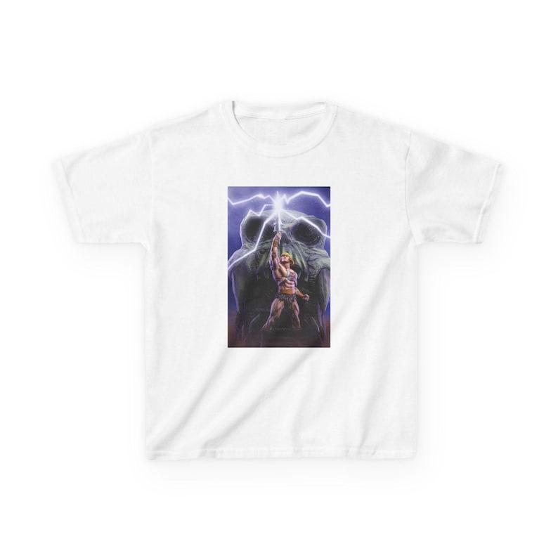 He-Man Warrior Raising Sword Kids Tee | Lightning Fantasy Adventure 150