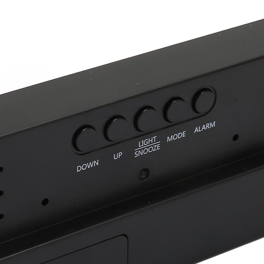 Blue Number Display LED Mirror Clock USB Battery Powered Bedside Clock For Bedroom