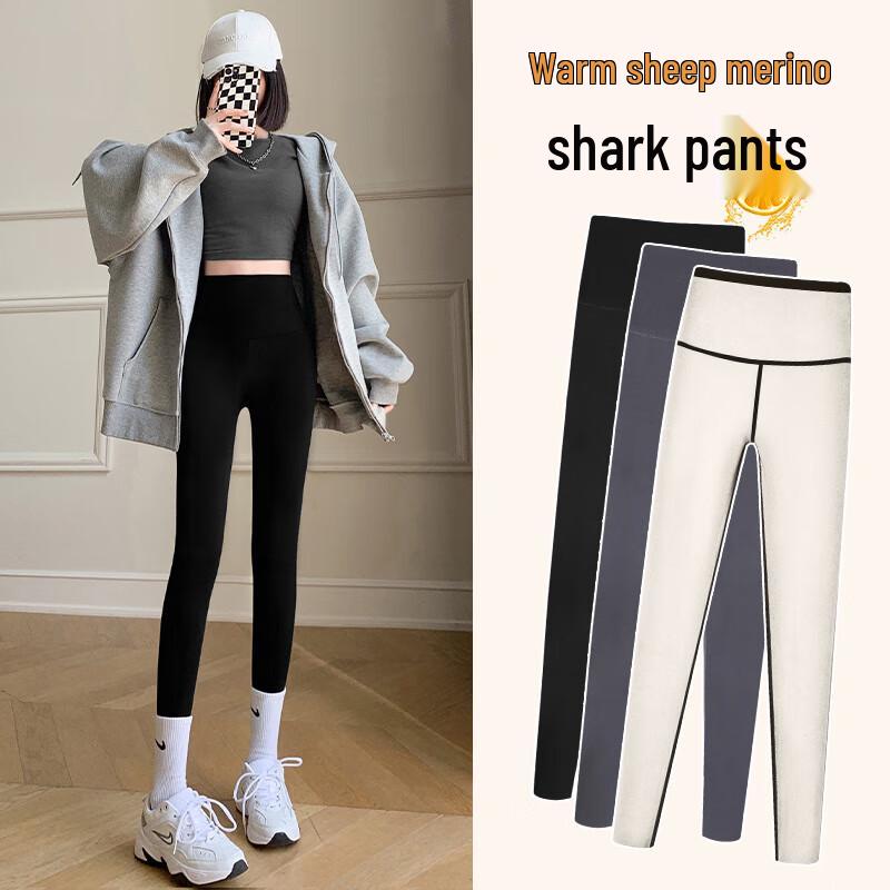 LANGSHA Women's 400g High Waist Lamb Wool Thermal Leggings