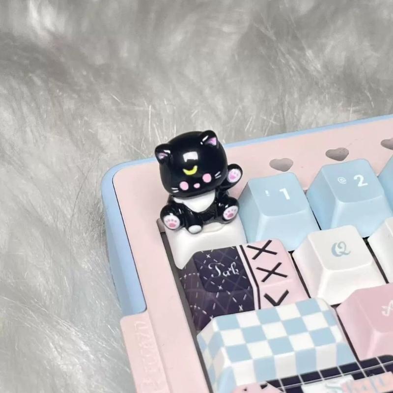 3D Mechanical Keyboards Creative Cartoon Cats Head Gamer Keyboards Keycaps for Office Decompression