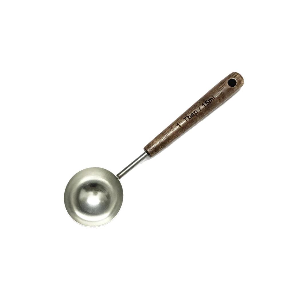 Multifunctional Oak-Handled Stainless Steel Measuring Spoon for Kitchen Baking