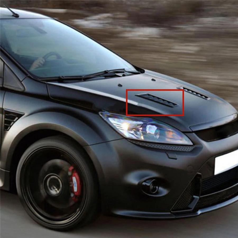 1 Pair Universal ABS Plastic RS Style Glossy Black Bonnet Vents With Free Tape