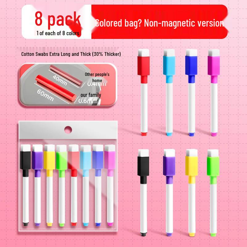 Erasable Water-Based Colored Markers for Kids & Teachers - Black, Red, Blue
