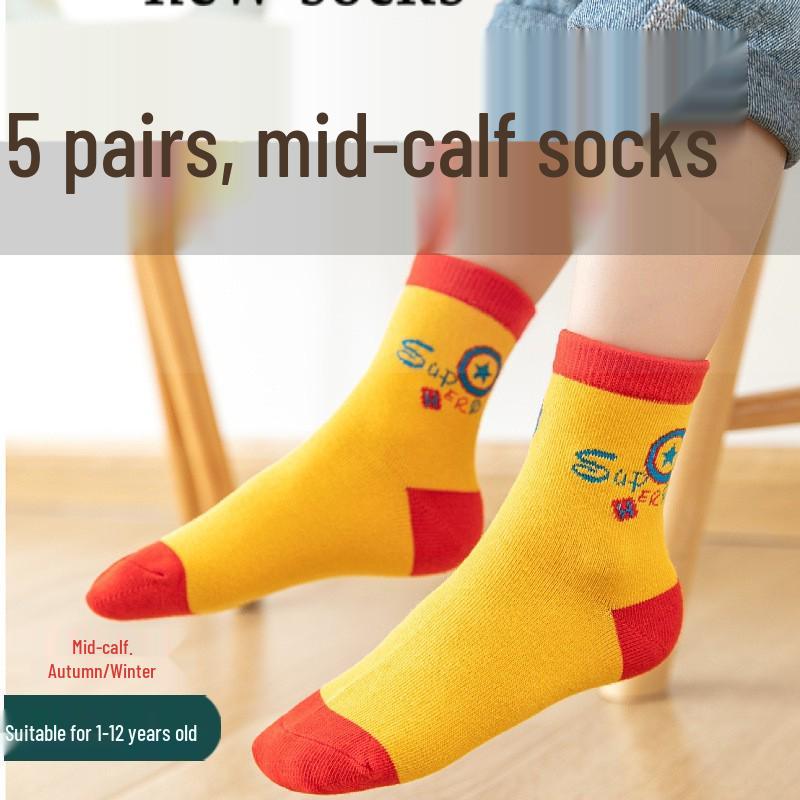 Children's Cartoon Mid-Calf Socks - Autumn/Winter Collection for Boys & Girls