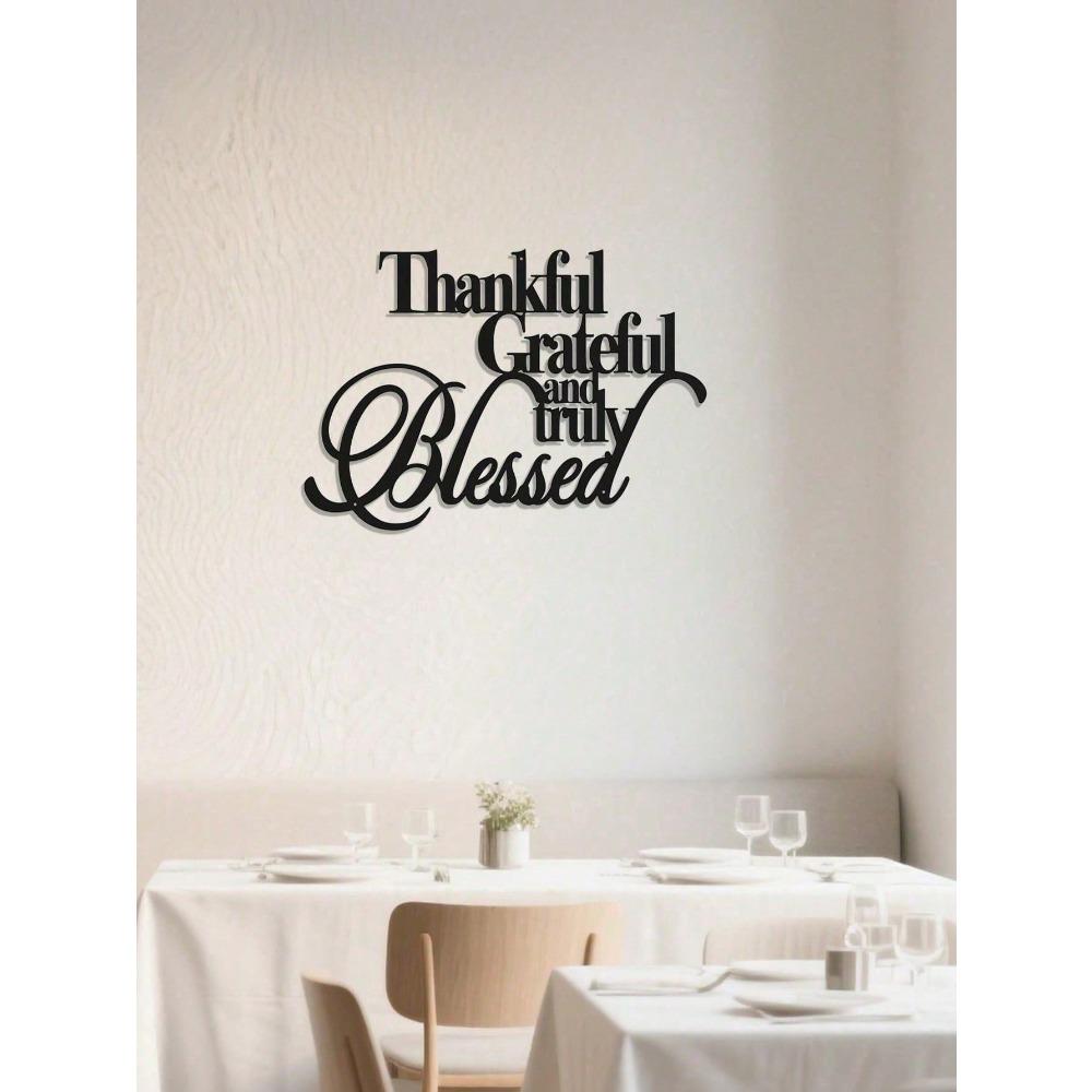 "Thankful Grateful Blessed" Metal Wall Art, Farmhouse Home Decor for Living Room, Rustic Housewarming Gift, Aesthetic Halloween Decoration