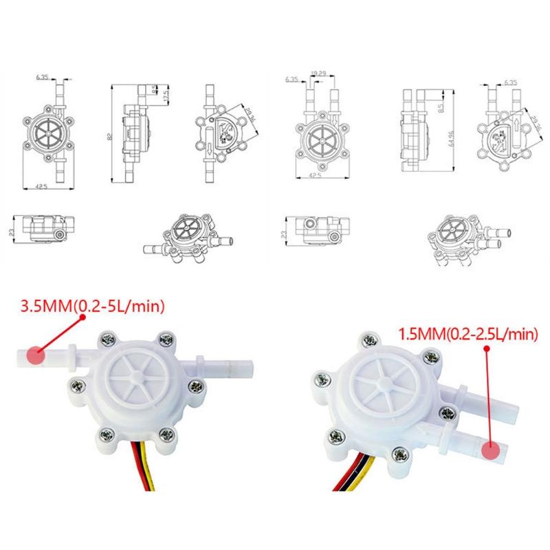 0.2-8L/min Water Hall Effect Flow Sensor Meter 1/4 Quick Connect Flow Meter Flowmeter Counter for Coffee Machine Plastic