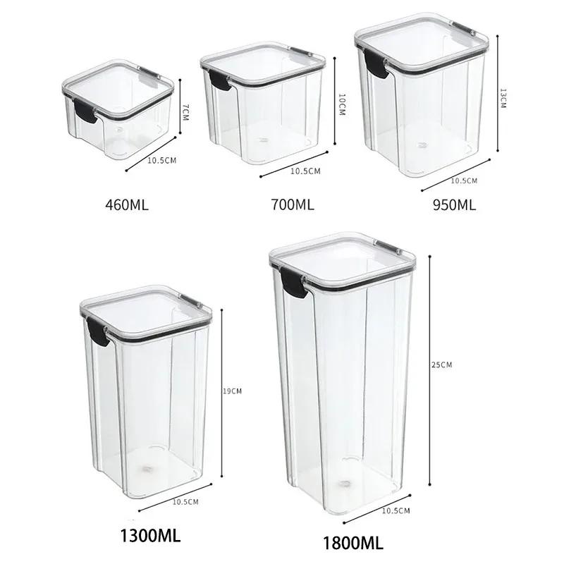 High Quality Sealed Jar Food Storage Box Transparent Plastic Kitchen Organizer Multigrain Tank Stackable Dried Sealed Storage