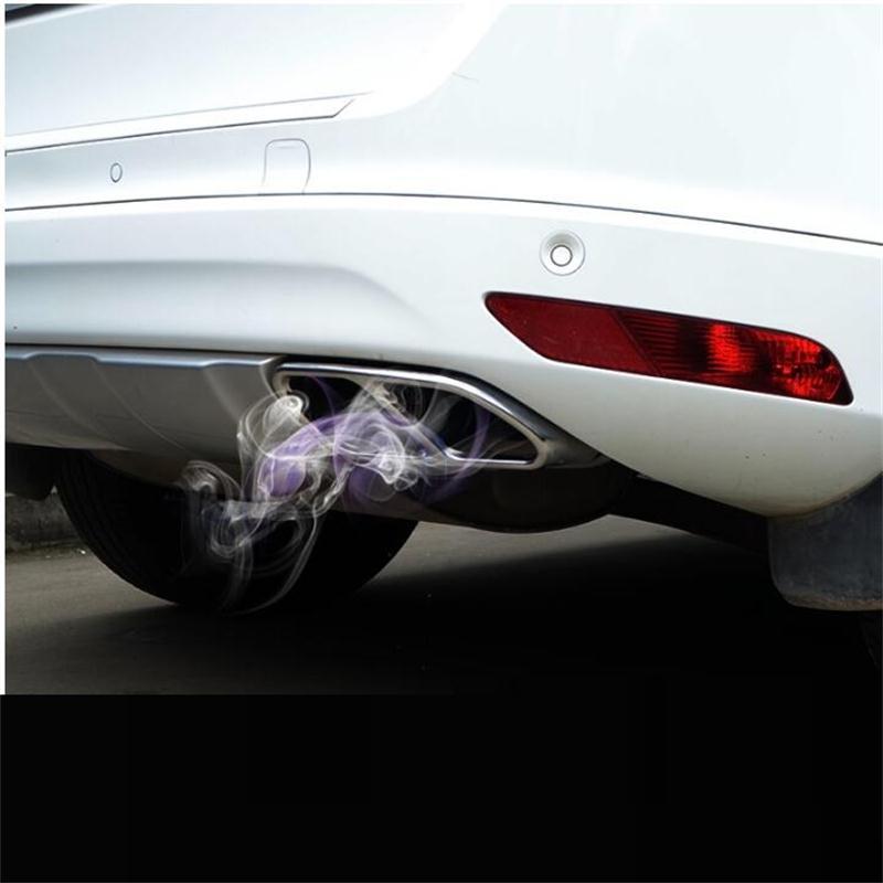 Car-styling 2018    for Volvo Xc60 Tail Throat Decorative Box Xc60 Four Stainless Steel Exhaust Pipe Trim Cover