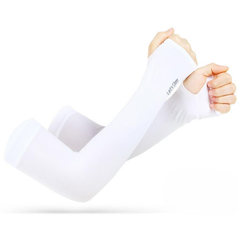 

Summer Anti-UV Cooling Ice Silk Arm Sleeves Breathable Stretchy Sun Protection Covers for Cycling Running Outdoor Sports білий