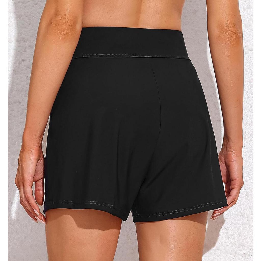 CHARMLEAKS Women Swim Shorts with Pockets High Waisted Bathing Suit Bottoms Tummy Control Swimsuit