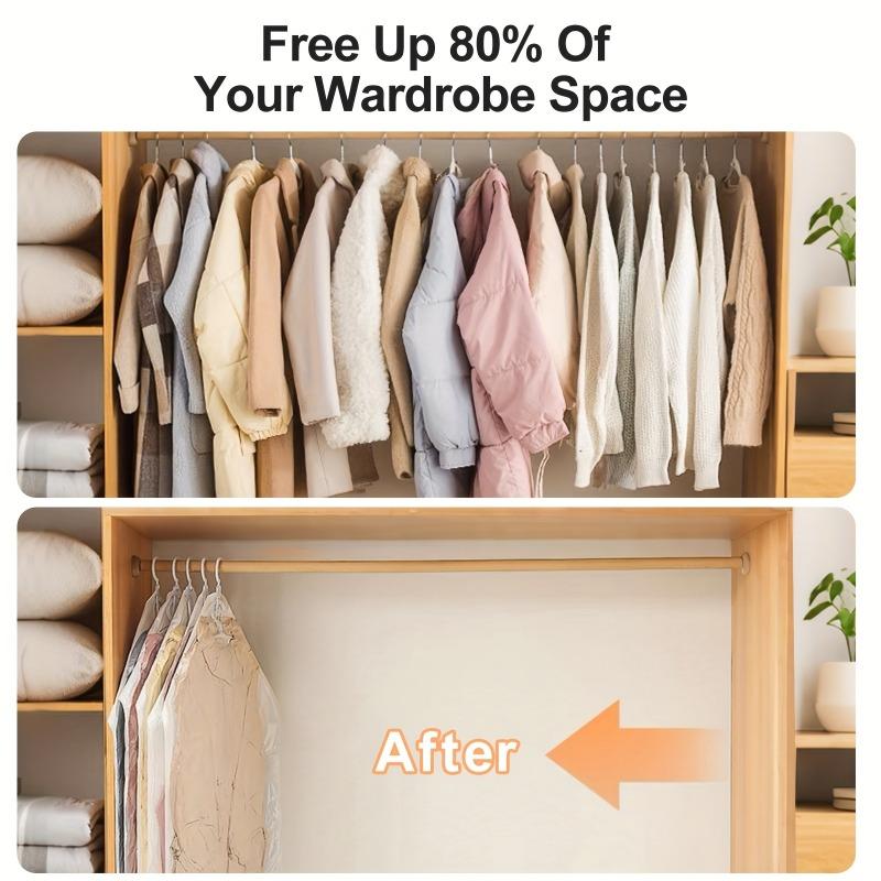 1PCS Hanging Vacuum Storage Bags PET+PE Space Saving Clothes Organizer Down Coat Wardrobe Protector Household Supplies