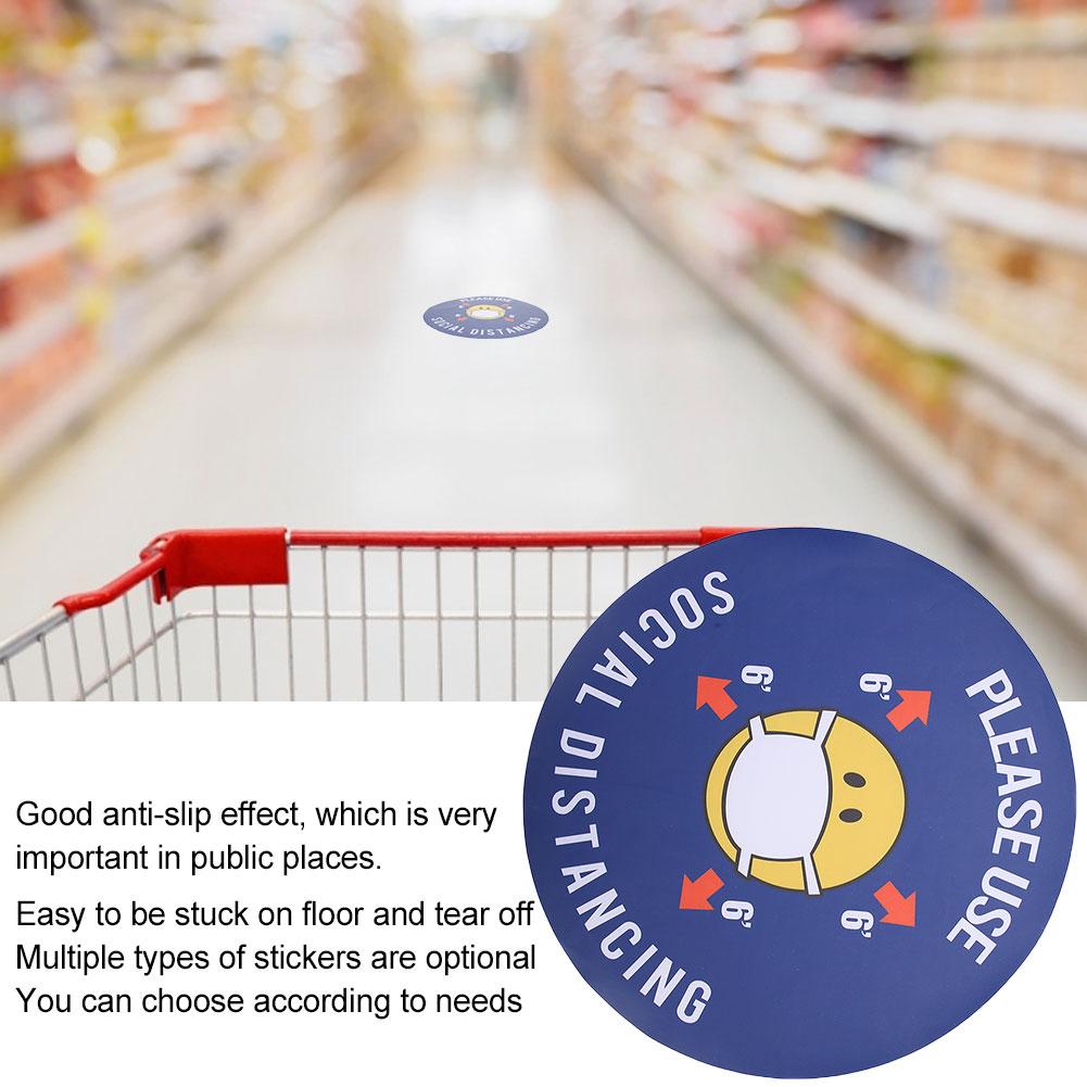 5pcs   Bag Safety Distance Sign Decal Distance Warning Floor Sticker for Store HospitalXG021