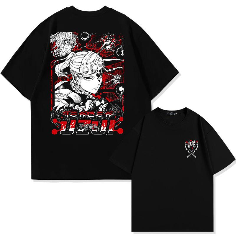 Demon Slayer anime Uzui Tengen graphic print summer men's 100% cotton T-shirt casual breathable trend street men's clothing