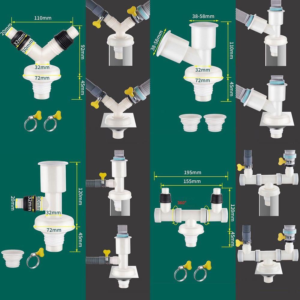 Dual-Purpose Washing Machine Drainer Anti-Return Two-In-One Dual-Interface Drain Connector Multifunctional Pipe Tee