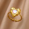 Pink Heart Love Rings for Women Stainless Steel Gold Color Minimalisit Cute Ring 2024 New Trend Wedding Party Zircon Gift BFF