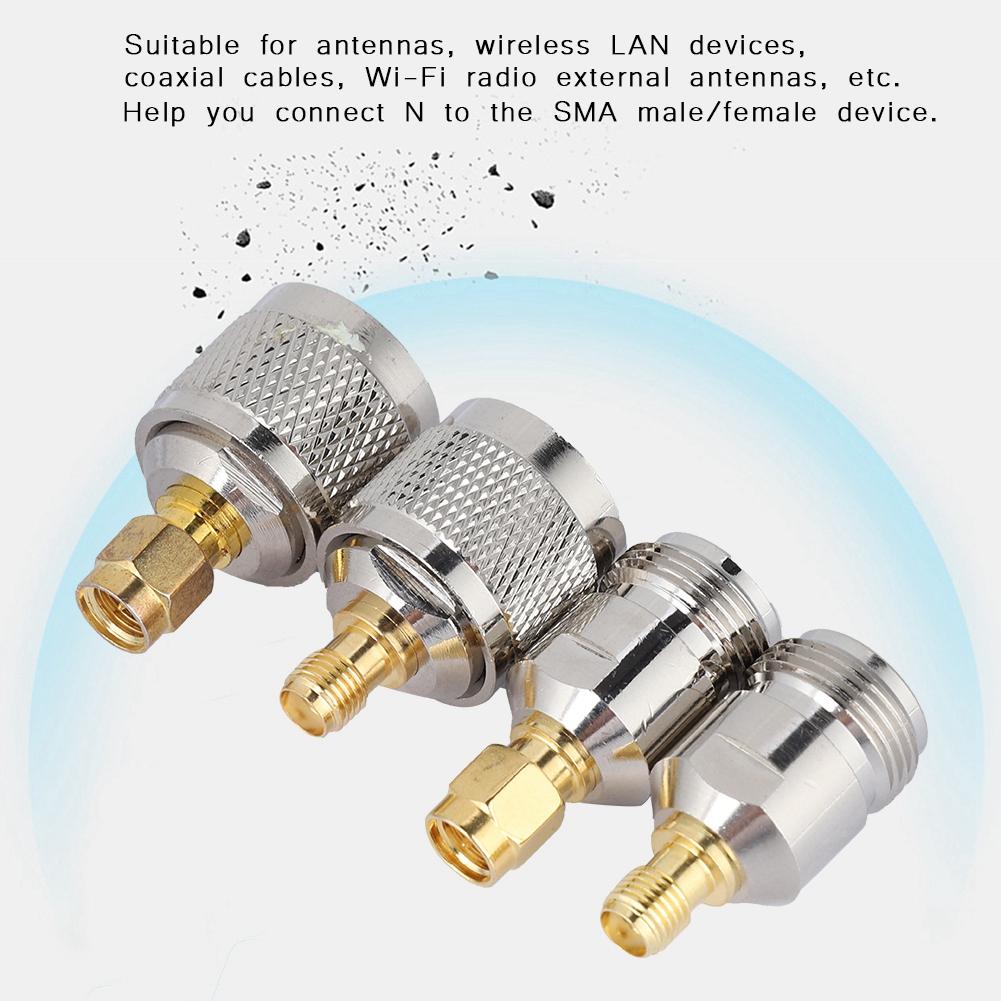 4PCS SMA to N Adapter N Male Female to SMA Female Male RF Coaxial Adapter Connector
