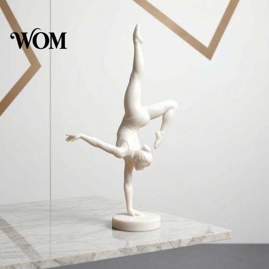 Versatile White Table Decor 3D Printed Rhythmic Gymnastics Figurine, Modern Minimalist Art Sculpture, Elegant Interior Design Accents Handstand Ballet