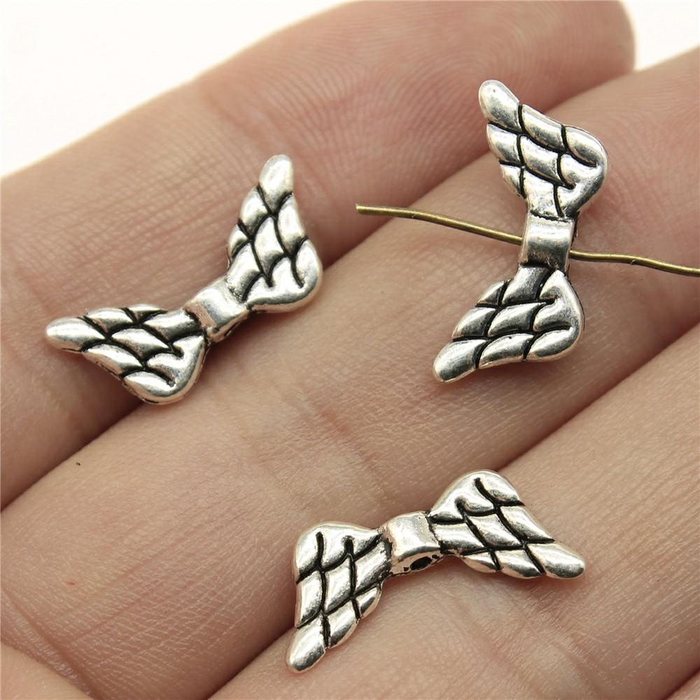 20pcs Angel Wing Small Hole Beads For Jewelry Making Antique Silver Color DIY Crafts Making Findings Handmade Jewelry Findings