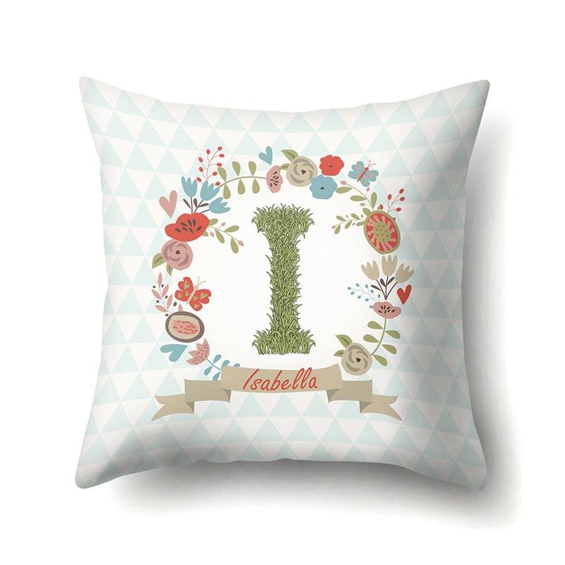 Polyester Pillowcase Car Decoration Home 26 English Letters Plant Wavy Print Pillowcase