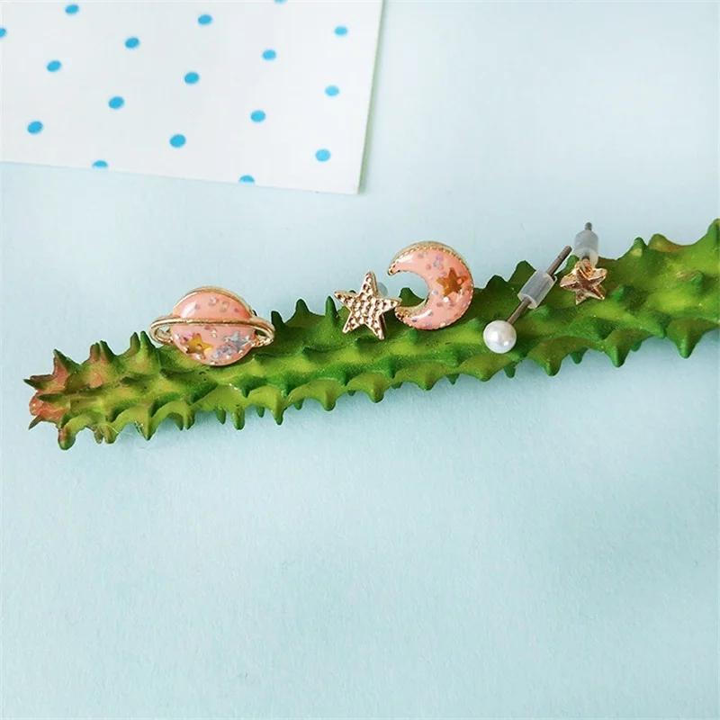Fashion Temperament Simple Korean Personality Earrings Decoration Planet  Universe Earrings Colorful Personality for Girl