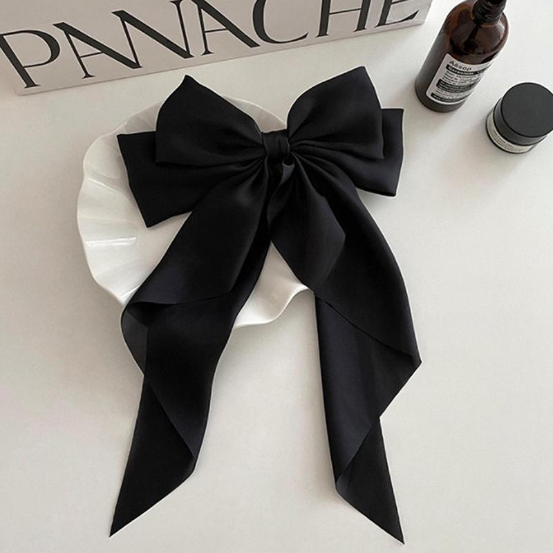 Bow Ribbon Hairpin Headwear Simple Elegant Satin Spring Clip Fixed Hair Clip