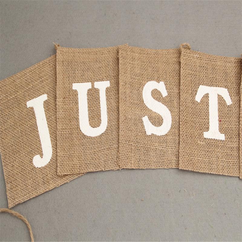 Bar Decoration Jute Burlap Bunting Rustic Just Married Mr Mrs Wedding Banner Garland Party Flags Candy Event Home Party Supplies