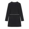 V-Neck Black Knit Plus Velvet Dress - Urban Style Hip-Hugging Autumn/Winter Skirt for Women