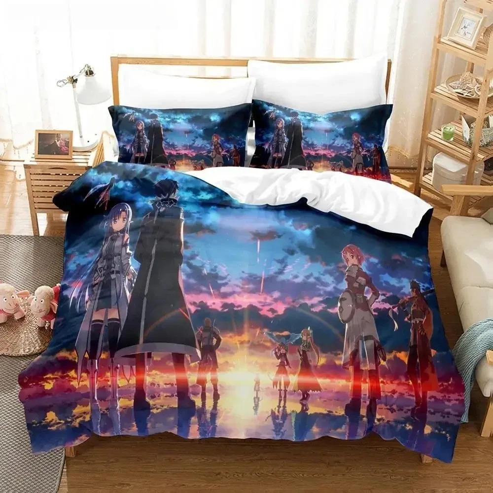 3D Print Sword Art Online Bedding Set Polyester Quilt Cover Pillowcases Queen King for Kids Gift Duvet Cover Sets