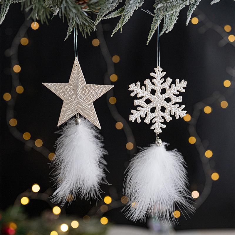 1PC Acrylic Christmas Christmas Elements Christmas Tree Pendant Decoration Atmosphere Gift Feather Decoration Holiday