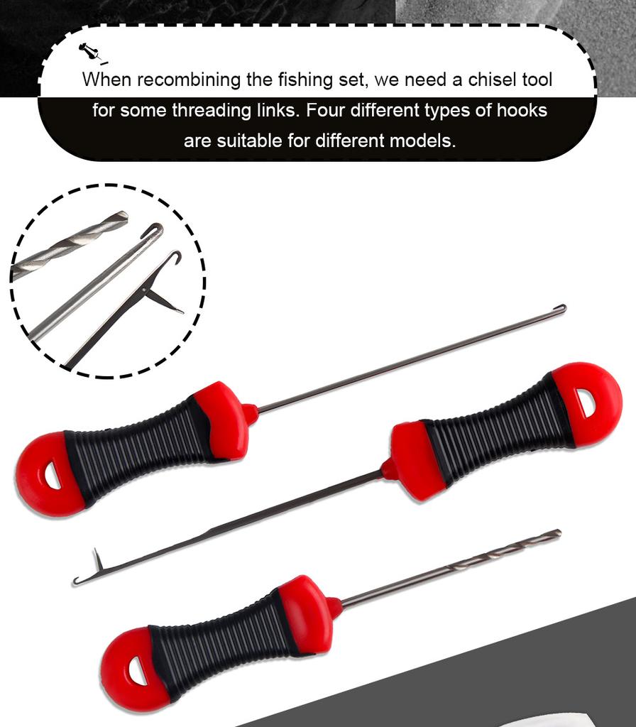 Needle Threading Needle Bait Drill Bait Hook Stainless Steel Baiting Device Fishing Tackle Hook