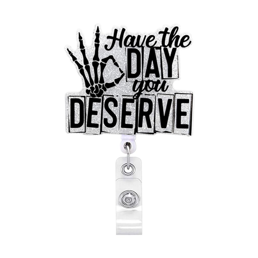 Acrylic Halloween Spooky Ghost Eyeball Skeleton Retractable Badge Reel Rotating ID Badge Holder Crocodile Clip for Doctor Nurse